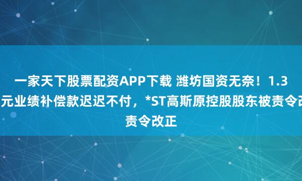 一家天下股票配资APP下载 潍坊国资无奈！1.32亿元业绩补偿款迟迟不付，*ST高斯原控股股东被责令改正