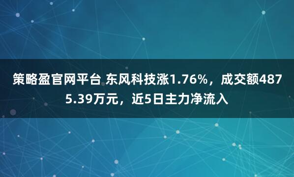 策略盈官网平台 东风科技涨1.76%,成交额4875.39万元,近5日主力净流入